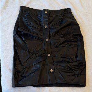 Isabel Marant Black Leather Snap Leather-Front Women's Skirt